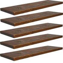 Kit 5 Prateleiras Suporte Invisível Madeira Maciça 55x20