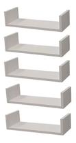 Kit 5 Prateleiras U Mdf 45x15cm Branco Nicho Livros Revista