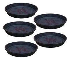 Kit 5 Pratos 33 Cm Plástico Para Vaso Pote Reforçado Grande