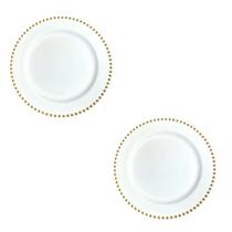 Kit 5 Pratos jantar Luxo 26cm Acrílico Bolinha borda Dourada