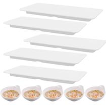 Kit 5 Pratos para Sushi em Melamina 27x12 Cm + 5 Tigelas Molheira 150 Ml para Finger Food Bestfer