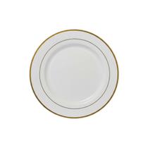 Kit 5 Pratos Plástico Rígido Borda Dourada 26cm Festa Jantar