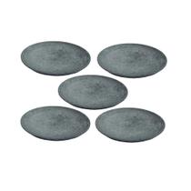 Kit 5 Pratos Raso Redondo Pedra Sabão Sobremesa E Bolos 18Cm