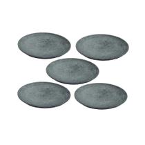 Kit 5 Pratos Rasos de Pedra Sabão 26CM Sobremesa Cinza Industria São Jose Kit 5 Pratos Rasos de Pedra Sabão 26CM Sobremesa Cinza Industria São Jose