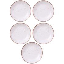 Kit 5 Pratos Rústicos Fundos Porcelana 22cm Tramontina Marrom Decorados