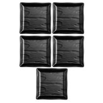 Kit 5 Pratos Sushi Oriental Preto 14cm Melamina Gourmet Mix