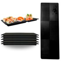 Kit 5 Pratos Travessas Retangular em Melamina / Plastico para Sushi Bestfer