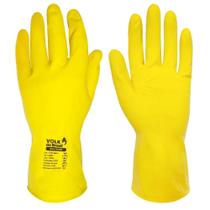 Kit 5 Prs Luva Látex Amarela Forrada Multiuso Limpeza Louça Volk