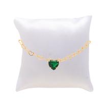 Kit 5 Pulseira Madrinha Pedra Verde Folheada e Almofadinha