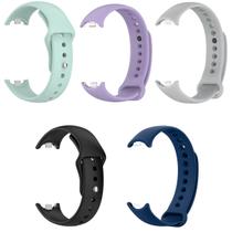 Kit 5 Pulseira para Mi Band 8 9 10 Silicone Super Resistente Cor:KIT5 - Verde/ Cinza Escuro/ Vinho/ Preto/ Laranja