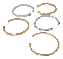Kit 5 Pulseiras Bracelete Ajustável Banhado A Prata Ouro