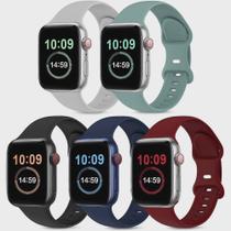 Kit 5 Pulseiras de silicone esportivas compatíveis com Apple Watch de 45mm 44mm, 42mm compatíveis com iWatch Series 8/7/