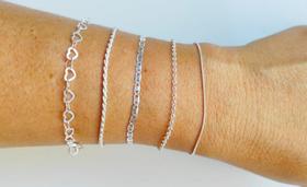 Kit 5 Pulseiras Femininas Coração Baiana Piastrine Portuguesa Rabo De Rato Prata 925 Kit 5 Pulseiras Femininas Coração Baiana Piastrine Portuguesa Rabo De Rato Prata 925