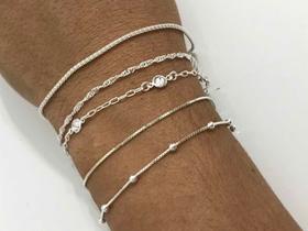 Kit 5 Pulseiras Prata Legítima 925 Kit 5 Pulseiras Prata Legítima 925
