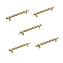 Kit 5 puxador moveis zigrinato il1580 128mm dourado fosco