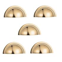 Kit 5 Puxador Shell Zen 64Mm Gold Dourado Brilhante