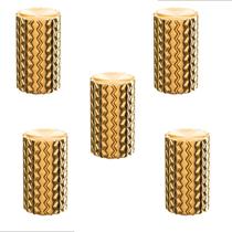 KIT 5 PUXADOR ZIGRINATO IL1780 18x30 PONTO BRONZE ESC ( DOURADO )