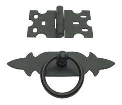 Kit 5 Puxadores Chapa Rústica + 9 Dobradiças Mexicana Preto