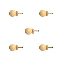 Kit 5 Puxadores de Madeira Redondos P/ Móveis Gavetas Armários Modelo Bola