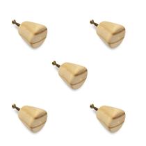 Kit 5 Puxadores de Madeira Redondos Para Móveis Gavetas Armários Modelo Cone Kit 5 Puxadores de Madeira Redondos Para Móveis Gavetas Armários Modelo Cone