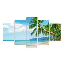 Kit 5 Quadro Decorativo Para Sala Casa Mar Praia Coqueiro