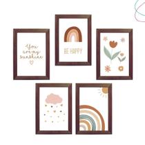 Kit 5 Quadros Decorativos Arco-íris Boho Escandinavo