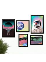 Kit 5 Quadros Decorativos Astronauta Trippy Kit 5 Quadros Decorativos Astronauta Trippy