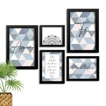 Kit 5 Quadros Decorativos Com Moldura Amor Mandala