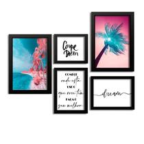 Kit 5 Quadros Decorativos Com Moldura Carpe Diem