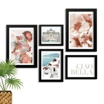 Kit 5 Quadros Decorativos Com Moldura Classico Bella Ciao