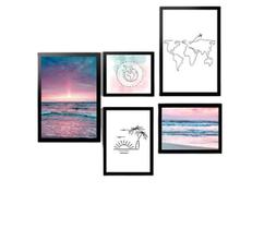 Kit 5 Quadros Decorativos Com Molduras Viagem Mar