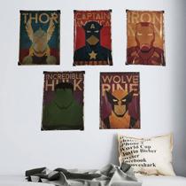 Kit 5 Quadros Decorativos de metal Tema HERÓIS 30x40 - Nova Aliança