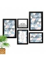 Kit 5 Quadros Decorativos Frase Motivacional Gratidão