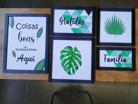 Kit 5 quadros decorativos Gratidão e costela de Adão