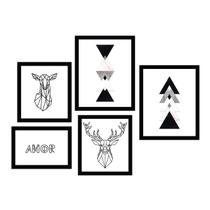 Kit 5 Quadros Decorativos Mdf Frases Amor Gratidão Sala