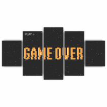 Kit 5 Quadros Decorativos Mdf Game Over Jogos Gamer