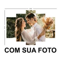 Kit 5 Quadros Decorativos Mosaico Personalizado Com Sua Foto 80x50cm