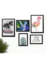 Kit 5 Quadros Decorativos Praia Flamingo Every