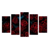 Kit 5 Quadros Decorativos Rosas Vermelhas Buquê