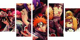 Kit 5 Quadros Mosaico Sala Quarto Luxo Naruto Sasuke1