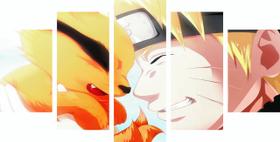 Kit 5 Quadros Mosaico Sala Quarto Luxo Naruto Sasuke10