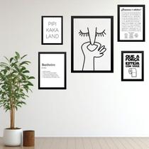 Kit 5 Quadros Para Banheiro Frases Divertidas - com vidro