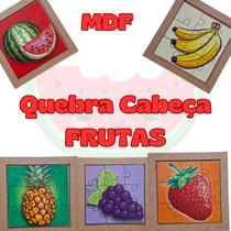 Kit 5 Quebra Cabeça Frutas em MDF Aprendizado e Diversão