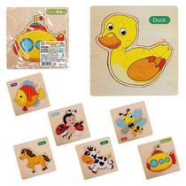 Kit 5 QuebraCabeças Infantil de Madeira 3D Montessori Didático QuebraCabeça educativo