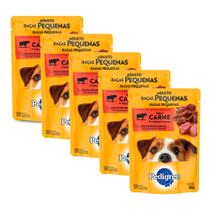 Kit 5 Ração Úmida para Cachorro Pedigree Adulto Raças Pequenas Sabor Carne ao Molho em Sachê 100g