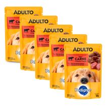Kit 5 Ração Úmida para Cachorro Pedigree Adulto Sabor Carne ao Molho em Sachê 100g Kit 5 Ração Úmida para Cachorro Pedigree Adulto Sabor Carne ao Molho em Sachê 100g