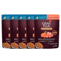 Kit 5 Rações Úmidas Gran Plus Sachê Gatos Gourmet Castrados Salmão e Frango Kit 5 Rações Úmidas Gran Plus Sachê Gatos Gourmet Castrados Salmão e Frango