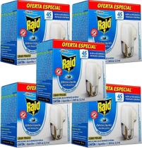 Kit 5 Raid Repelente Elétrico De Tomada 5 Aparelho + 5 Refil