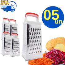 Kit 5 Ralador Fatiador 4 Faces de Inox Cabo Plástico Para Frutas Legumes Cozinha Gourmet Restaurante