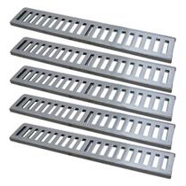 Kit 5 Ralo Grelha Linear 7111X05GDA Alumínio Escovado Prata GDA Industria e Distribuidora